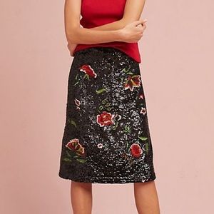 Maeve by Anthropologie NWT Sequined Floral Skirt
